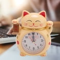 thumbnail image 1 of Lindo RelOJ Despertador de Gato de la Suerte de Dibujos Animados de PlásTico Preciso para El Dormitorio del Hogar, 1 of 7