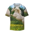 thumbnail image 3 of Goofa Horse Rearing Up In The Field Printed Men's Casual Short-sleeved Shirt,Lightweight Breathable Button-down,Summer Casual men's top,Versatile Fashion shirt-X-Large, 3 of 7