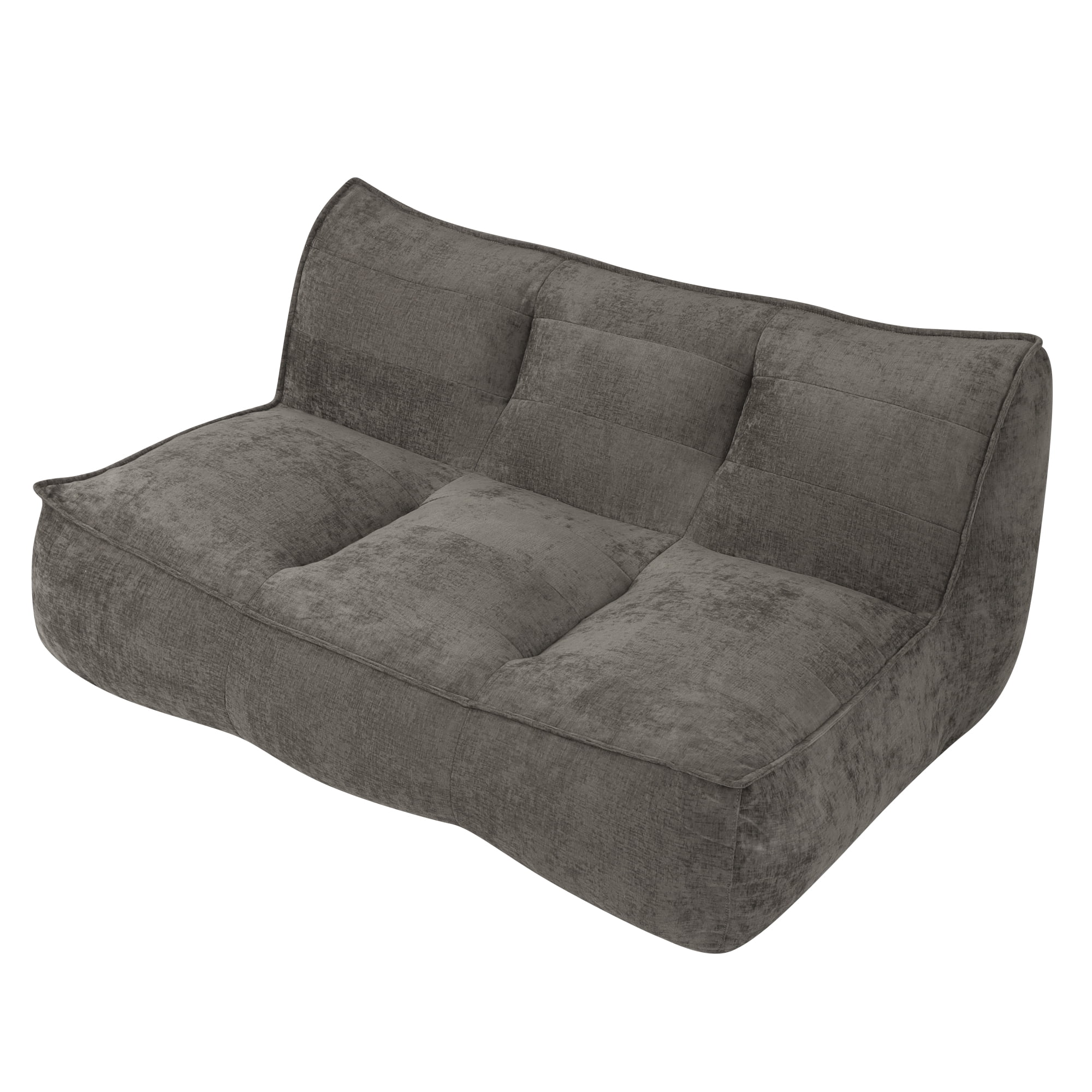 Leumius Cozy Fluffy Cloud Lazy Sofa, 3-Seater Corduroy Bean Bag Lounge Chair, Lightweight Single-Seat Couch for Living Room, Bedroom, Dorm Room, Office & Small Spaces,Dark Brown