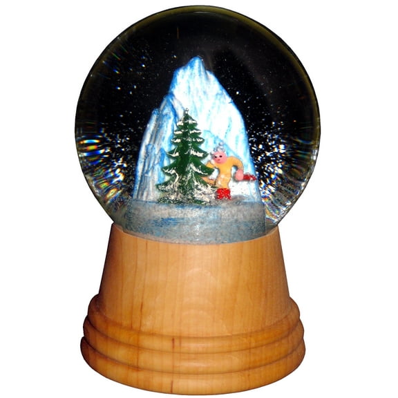 Alexander Taron 2407 - Perzy Snowglobe - Medium Skier with wooden base - 5"H x 3"W x 3"D