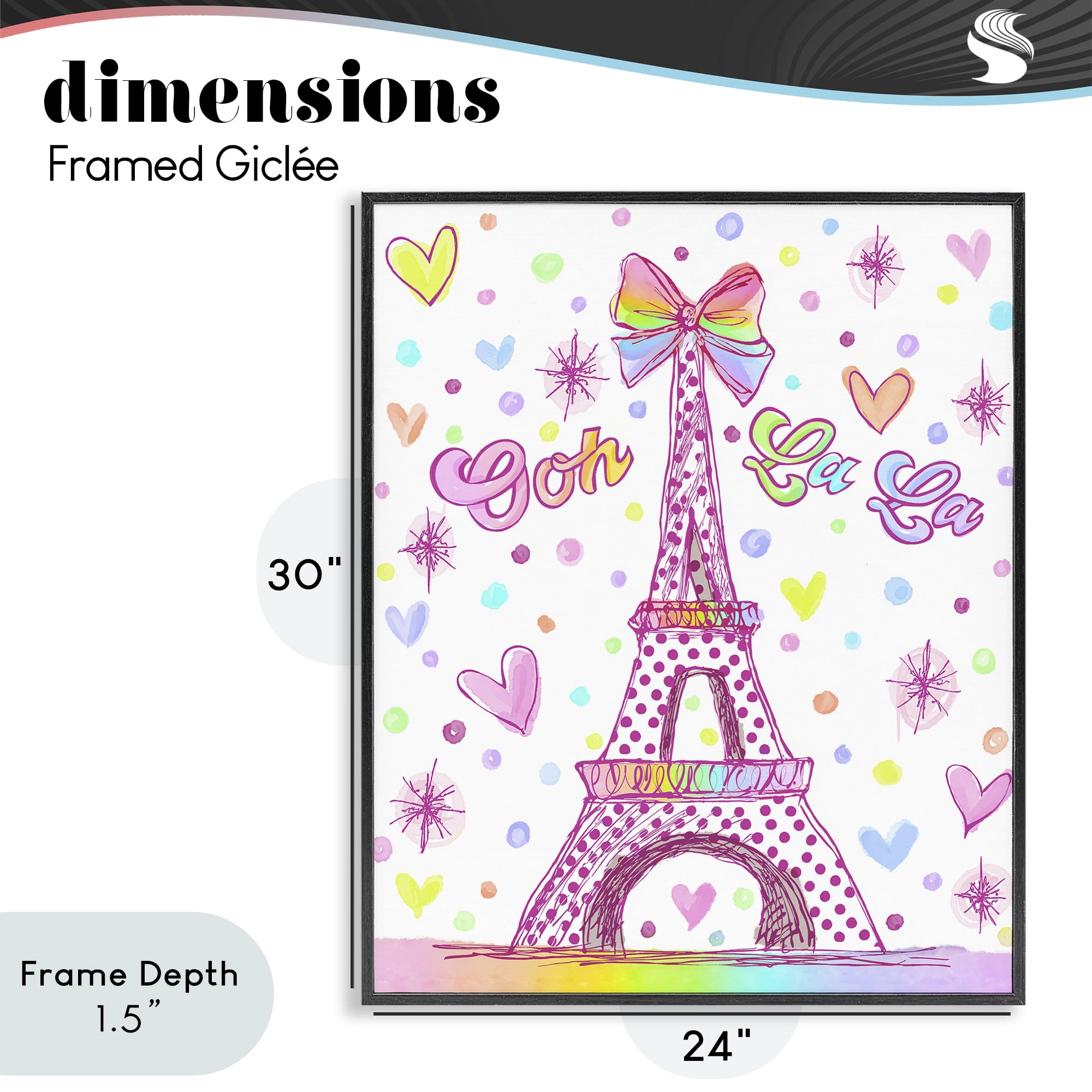 Stupell Industries Bright Pastels Eiffel Tower Black Framed Giclee Art, design by Jess Stempel