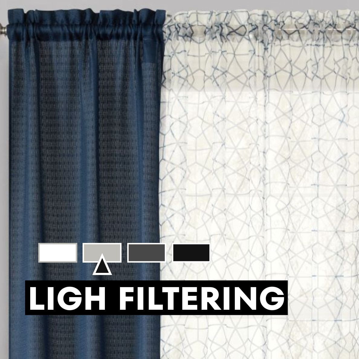 (2 pack) Mainstays Curtain and Sheers Set, 4 Panels, Blue Moon, 27.5 in W x 84 in L
