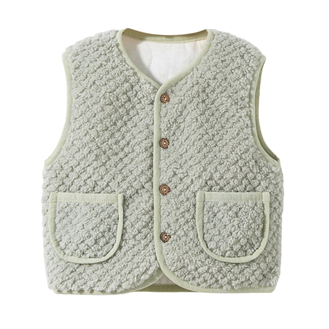 Girls Coats And Jackets Toddler Winter Sleeveless Warm Solid Color Two Pockets Autumn Green Going Out Fall Tops for Girls ,2-3 Years