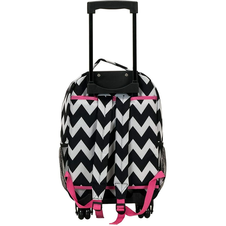 Rockland Double Handle Rolling Backpack Pink Chevron 17 Inch