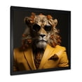 thumbnail image 2 of Designart "Stylish Lion in a Suit" Animals Framed Wall Art Decor - Modern Brown Lion Fashion Living Room Framed Canvas Art, 2 of 6
