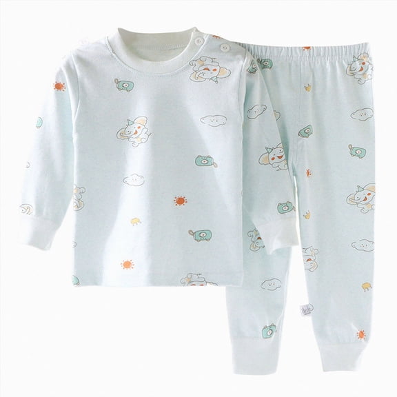 Gibobby Baby Boys Pajamas Pajamas For Baby Boys 0-12 Months 2t 3t 4t 5t Long Sleeve & 2-Piece Pjs Set Kid Sleepwear Toddler Boys Set Toddler Boys Clothes,Light Blue,Size 6-12 Months