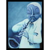 buyartforless FRAMED Blue Jazzman IV by Patrick Daughton 15x20 Art Print Poster Jazz Blues Music Abstract Figurative Clarinet Player Blue