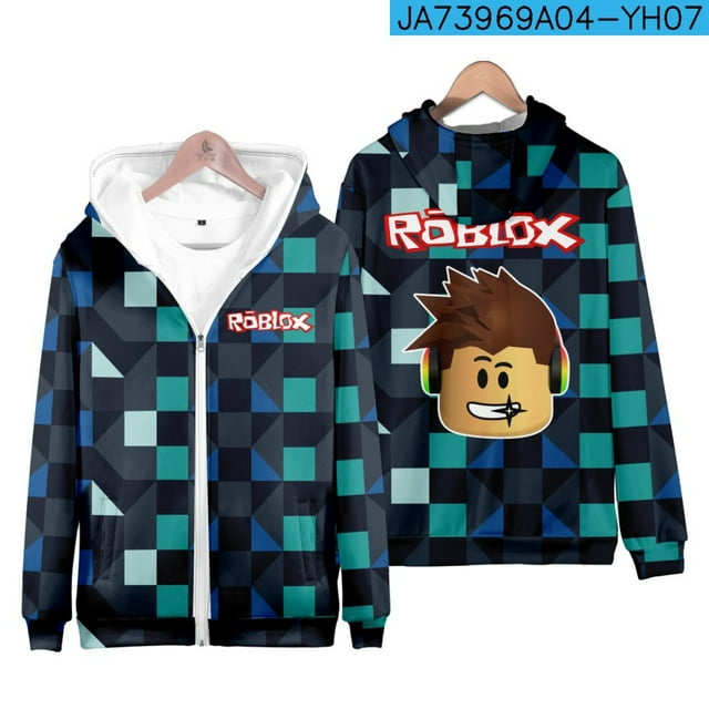 New Style Game Roblox Creative Peripheral Cartoon Cute Pullover Hooded Hooded Zipper Sweatshirt Adult Daily Necessities Gifts