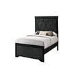 thumbnail image 2 of 3Pc Black Finish Twin Size Panel Upholstered Button Tufted Headboard Bed Nightstand Set Wooden Bedroom Furniture, 2 of 4