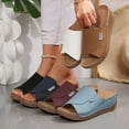 thumbnail image 6 of Comfortable Arch Support Slides Women's Solid Color Sandals Breathable Summer Orthotic Leather Platform Wedge Sandals Slip on Women All Day Walking Casual Sandal, 6 of 8