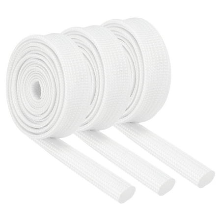 3Pcs Wire Insulation Braid Fire Sleeve 3.28Ft-8mm ID White High Temp Silicone Coated Fiberglass Sleeving