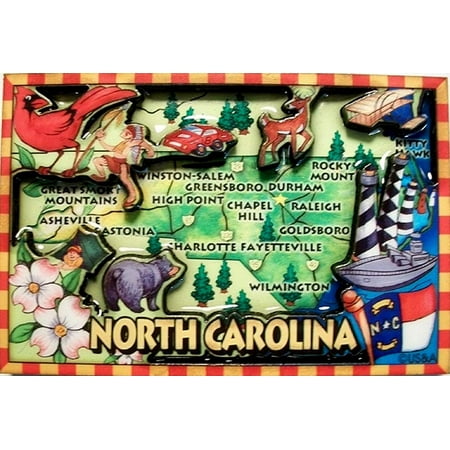 Cartoon Map - North Carolina Cartoon Map Fridge Magnet