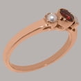 thumbnail image 4 of LBG British Made 18k Rose Gold Genuine Natural Garnet & Cultured Pearl Womens Statement Ring - 33 size options - Size 5.5, 4 of 7