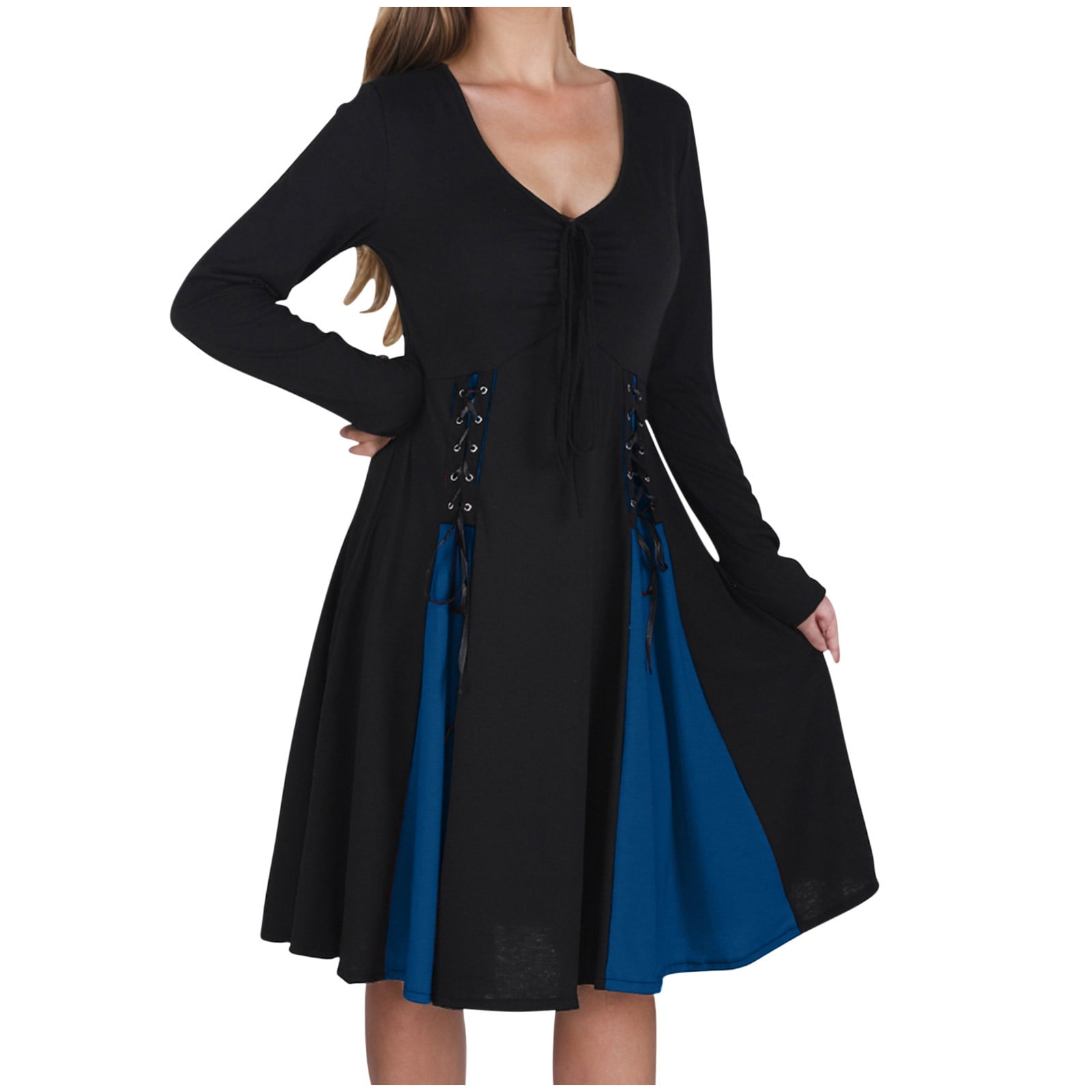 DDAPJ pyju Gothic Steampunk Dresses for Women Victorian Queen Ball Gown Masquerade Dress Party Dresses Prime Sales Today Blue L