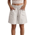 thumbnail image 2 of Endives Women's Linen Short High Waist Casual Shorts Summer Breathable Loose Fit Wide Leg Short Beach Shorts With Pockets Daily Wear, 2 of 6
