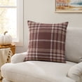 thumbnail image 2 of My Texas House 20" x 20" Aurelia Brown Plaid Cotton Decorative Pillow Cover, 2 of 6