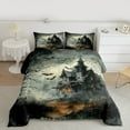 thumbnail image 2 of jejeloiu Horror Bats Queen Comforter Set,Black Castle Bedding Sets,Haunted House Bedding Comforter Set For Boys Kids,Super Cozy Room Decor Reversible,3-Piece, 2 of 8