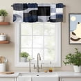 thumbnail image 2 of Abstract Stitching Valance Curtain Blue Black Square Round Visual Art Window Valances Rod Pocket Short Curtains Window Treatments for Kitchen Bedroom Bathroom Laundry 56" x 16", 2 of 9