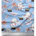 thumbnail image 1 of Soimoi Poly Georgette Fabric Leaves,Tree Stump & Baby Elephant Kids Print Fabric by Yard 42 Inch Wide, 1 of 3