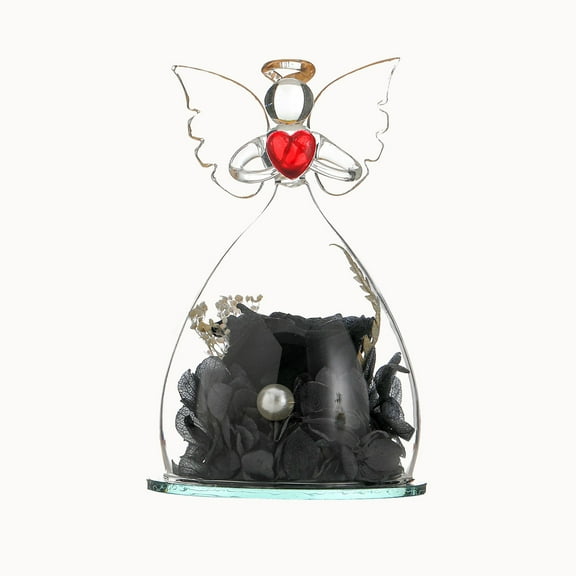 KDFWDM Roses in Glass Angel Figurines, Birthday Gifts for Women Grandma Mom Girlfriend, Angels Gifts for Her on Christmas,Valentines Day,Mothers Day