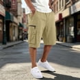 thumbnail image 2 of XFeng Men Black Cargo Shorts Zipper Button Pockets Loose Knee‑Length Casual Outdoor Shorts, 2 of 6