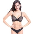 thumbnail image 4 of Varsbaby Women See-Through Lace Push Up Transparent Everyday Bra Black 34D, 4 of 6