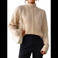 thumbnail image 2 of Suéteres de Otoño para Mujer, Jersey de Punto Acanalado de Larga, Holgado, con Cuello Alto, Ligero y Casual Albaricoque M, 2 of 10