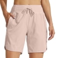 thumbnail image 6 of Women's 7" Athletic Running Long Shorts Workout Hiking Shorts Quick Dry High Waisted Active Zipper Pocket(Pink,S）, 6 of 7