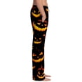 thumbnail image 4 of Halloween Lounge Pants for Men, Drawstring Sleep Bottoms with Psychedelic Rainbow Pumpkin & Star Print, Soft Lightweight Casual Trousers, Elastic Waist Pajama Leggings, 1 Pair Black L, 4 of 7