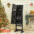 thumbnail image 4 of Costway Lockable Mirrored Jewelry Cabinet Armoire Organizer Storage with Stand & LED Lights Black, 4 of 10