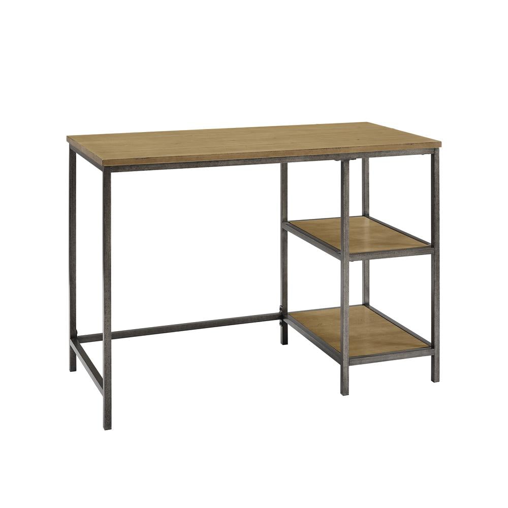 Crosley Brooke Industrial Writing Desk in Washed Oak and Antique Bronze