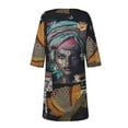 thumbnail image 4 of JINMGG Dresses under $10.00 Women Fashion African Vintage Print Middle Sleeve V Neck Casual Mini Dress Black XXXXL, 4 of 9