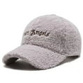 thumbnail image 2 of dianhelloya Warm hat Adjustable Hook Loop Fasteners Extended Brim Baseball Cap Women Autumn Winter Artificial Lamb Wool Outdoor Hat Grey, 2 of 8