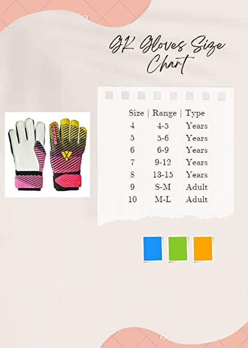 VIZARI Sports Saturn Soccer Goalie Goalkeeper Gloves Size 8 Pink for Kids Youth & Boys, Football Gloves with Grip Boost Padded Palm and fingersave Flat Cut Construction
