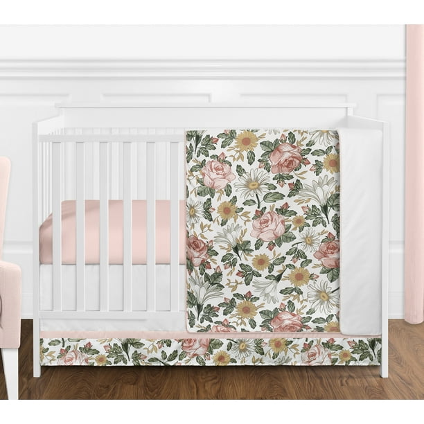 Vintage Floral Boho Baby Girl Nursery Crib Bedding Set by Sweet Jojo