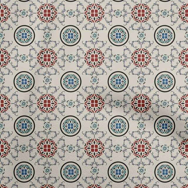 oneOone Cotton Silk Light Yellow Fabric Tiles Sewing Craft Projects Fabric Prints By Yard 42 Inch Wide