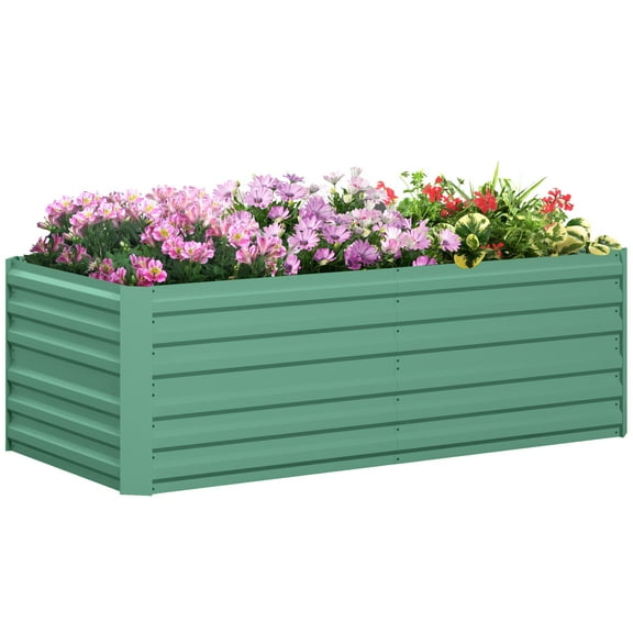 Galvanized Raised Garden Bed, Steel Outdoor Planters with Reinforced Rods, 71" x 36" x 23", Light Green