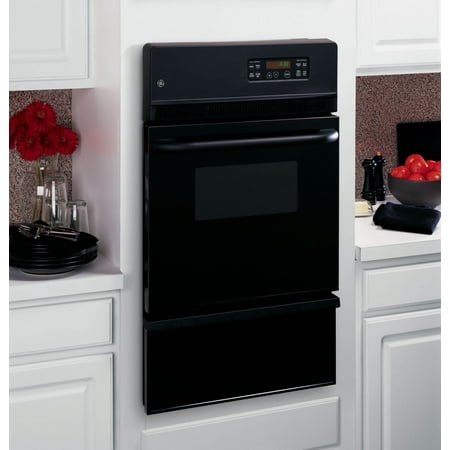 GE - 24" Built-In Single Gas Wall Oven - Black on black