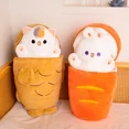 thumbnail image 2 of Juguete de peluche de gato Taiyaki Kawaii, conejo escondido en zanahoria, animales de dibujos animados peludos, almohada de felpa, regalo de Navidad para niños y niñas, 2 of 3