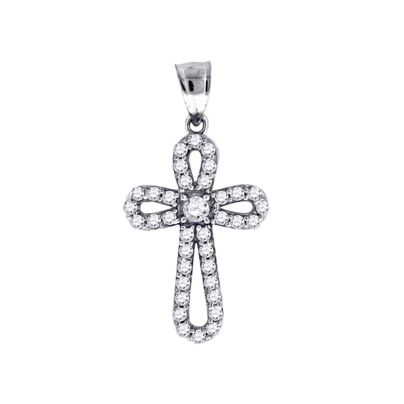 925 Sterling Silver Womens Round Cubic Zirconia Cross Religious Fashion Pendant Necklace Pendant for Women