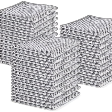 20pcs Set Non-Scratch Steel Wool Dishcloth - Multi-Use Kitchen Scrubbers, Durable Cleaning Pads For Wet & Dry Use White