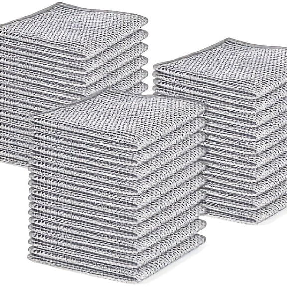 20pcs Set Non-Scratch Steel Wool Dishcloth - Multi-Use Kitchen Scrubbers, Durable Cleaning Pads For Wet & Dry Use White