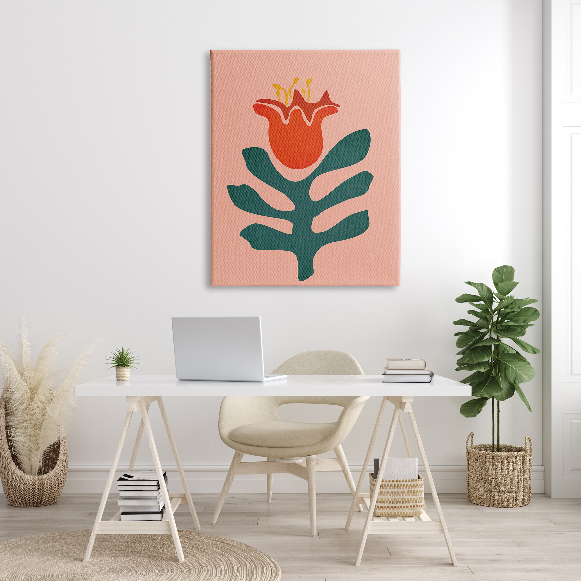 Stupell Industries Modern Tulip Flower Bud Abstract Cutout Shapes Graphic Art Gallery Wrapped Canvas Print Wall Art, Design by JJ Design House LLC