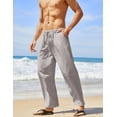 thumbnail image 3 of COOFANDY Men's Baggy Beach Pants Drawstring Linen Loose Yoga Pant Spring Summer, 3 of 6
