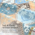 thumbnail image 4 of Balacho Floral Mosaic Boho Patchwork Quilted Faux Wool Area Rug, 4' x 6', Blue, 4 of 8