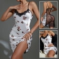 thumbnail image 2 of B91xZ Pyjama en Satin pour Femmes, Manches Courtes, Ensemble de Deux Pièces, Blanc m, 2 of 5