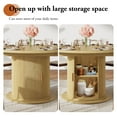 thumbnail image 3 of ChVans 47"-63" Extendable Round Dining Table with Storage, Modern Farmhouse Kitchen Table for 4-8, Round Table with Wood Strip Base, Circle Dining Table, Natural Oak, 3 of 7
