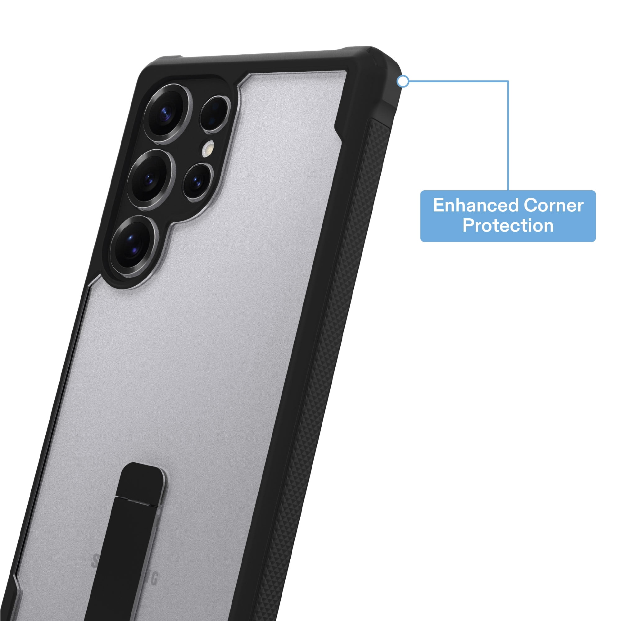 onn Dual-Layer Phone Case with Kickstand for Samsung Galaxy S25 Ultra - Black/Clear