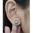 thumbnail image 3 of Flashy Blue Labradorite Stud Earrings For Women - 925 Sterling Silver Earrings for Women -10 MM Round Cab Jewelry For women Gemstone jewelry, 3 of 11