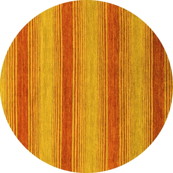 Ahgly Company Indoor Round Abstract Yellow Modern Area Rugs, 6' Round